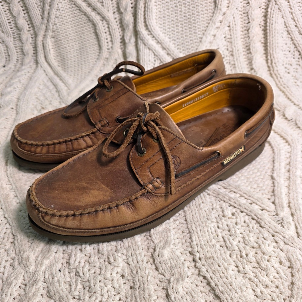 Mephisto Air Relax Spinnaker Boat Shoes Deck Brown Leather Mens 11